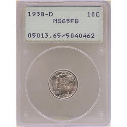 1938-D Mercury Dime Coin PCGS MS65FB
