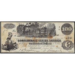 1862 $100 Confederate States of America Note