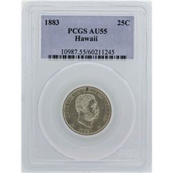 1883 Kingdom of Hawaii Quarter Coin PCGS AU55