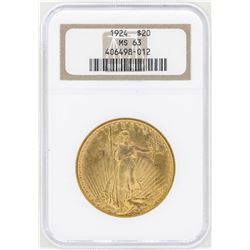 1924 $20 St. Gaudens Double Eagle Gold Coin NGC MS63