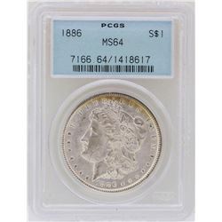 1886 $1 Morgan Silver Dollar Coin PCGS MS64