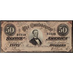 1864 $50 Confederate States of America Note