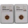 Image 1 : Lot of 1957 & 1957-D Lincoln Wheat Penny Coins NGC MS66RD