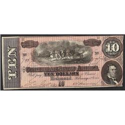 1864 $10 Confederate States of America Note