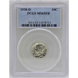1938-D Mercury Dime Coin PCGS MS65FB
