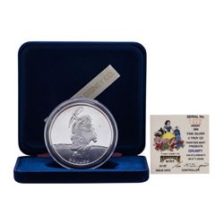 1987 Rarities Mint Walt Disney Snow White Grumpy 5oz .999 Silver Coin w/Box & CO