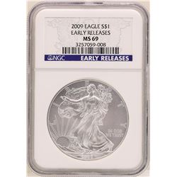 2009 $1 American Silver Eagle Coin NGC MS69 Early Releases