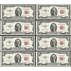 Lot of (8) 1953B $2 Legal Tender Notes