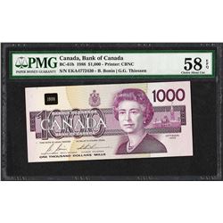 1988 $1,000 Canada Bird Note BC-61b PMG Choice About Uncirculated 58EPQ