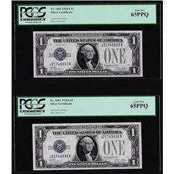 (2) Consecutive 1928A $1 Funnyback Silver Certificate Notes PCGS Gem New 65PPQ