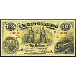 1937 $10 Bank of Toronto Canada Note