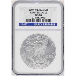 2007-W $1 American Silver Eagle Coin NGC MS70 Early Releases
