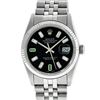 Image 2 : Rolex Men's Stainless Steel 36mm Black Diamond Dial Datejust Wristwatch