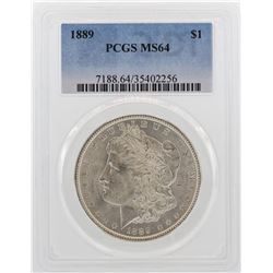 1889 $1 Morgan Silver Dollar Coin PCGS MS64