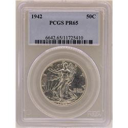1942 Proof Walking Liberty Half Dollar Coin PCGS PR65