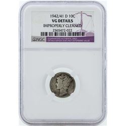 1942/41-D Mercury Silver Dime Coin NGC VG Details