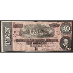 1864 $10 Confederate States of America Note