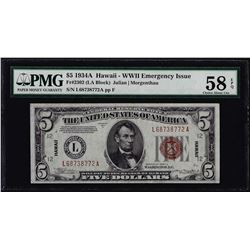 1934A $5 Federal Reserve Emergency Hawaii Note PMG Choice About Unc. 58EPQ