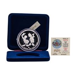 1988 Rarities Mint Walt Disney Donald & Daisy 5 oz .999 Silver Coin w/Box & COA