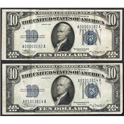 Lot of (2) 1934 $10 Silver Certificate Notes
