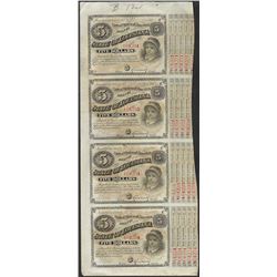 Uncut Sheet of (4) State of Louisiana Baby Bond Obsolete Notes