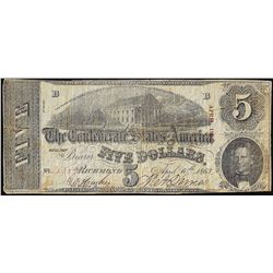 1863 $5 Confederate States of America Note