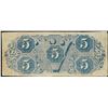 Image 2 : 1863 $5 Confederate States of America Note
