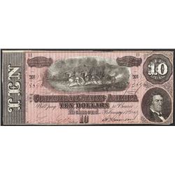 1864 $10 Confederate States of America Note