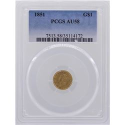 1851 $1 Liberty Head Gold Coin PCGS AU58