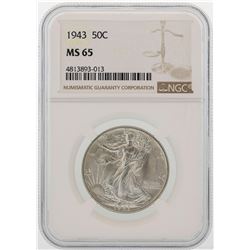 1943 Walking Liberty Half Dollar Coin NGC MS65