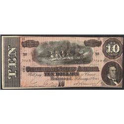 1864 $10 Confederate States of America Note