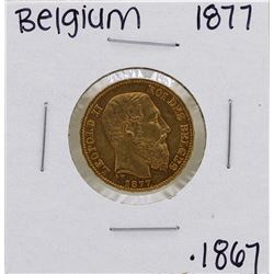 1877 Belgium Leopold 20 Francs Gold Coin