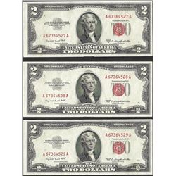 Lot of (3) 1953B $2 Legal Tender Notes
