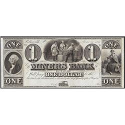 1841 $1 Miners Bank Pottsville, PA Obsolete Note