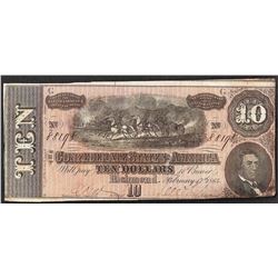 1864 $10 Confederate States of America Note