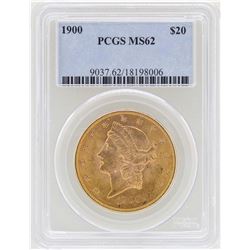 1900 $20 Liberty Head Double Eagle Gold Coin PCGS MS62