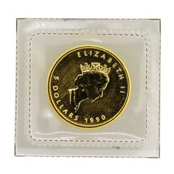 1990 $5 Canada Maple Leaf 1/10 oz. Gold Coin
