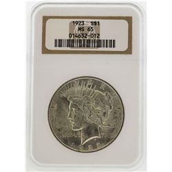 1923 $1 Peace Silver Dollar Coin NGC MS65