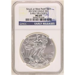 2013-W $1 American Silver Eagle Coin NGC MS69 Early Releases
