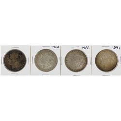 Lot of (4) 1891 $1 Morgan Silver Dollar Coins
