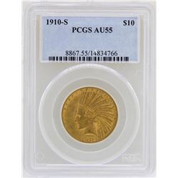 1910-S $10 Indian Head Eagle Gold Coin PCGS AU55