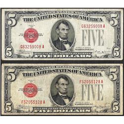 Lot of 1928C & 1928D $5 Legal Tender Notes