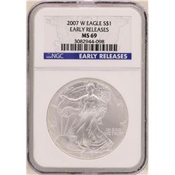 2007-W $1 American Silver Eagle Coin NGC MS69 Early Releases