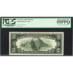 1981 $10 Federal Reserve Note ERROR Full Face-Back Offset PCGS Choice About New