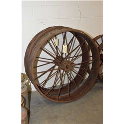 Large pair of metal implement wheels, 45" in diameter