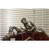 Image 2 : Antique art deco mantle clock in simulated tortoise shell case with cast aluminum female figure and 