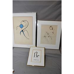 Three framed prints including limited edition " Medicine Loon" pencil signed by artist Clemence Wesc