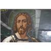 Image 2 : Large antique leaded and painted two part church window depicting Jesus, overall dimensions 89" X 28