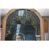 Image 4 : Large antique leaded and painted two part church window depicting Jesus, overall dimensions 89" X 28