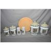 Image 1 : Savory Time canister set including four graduated canisters, salt and pepper and a hand carved bread